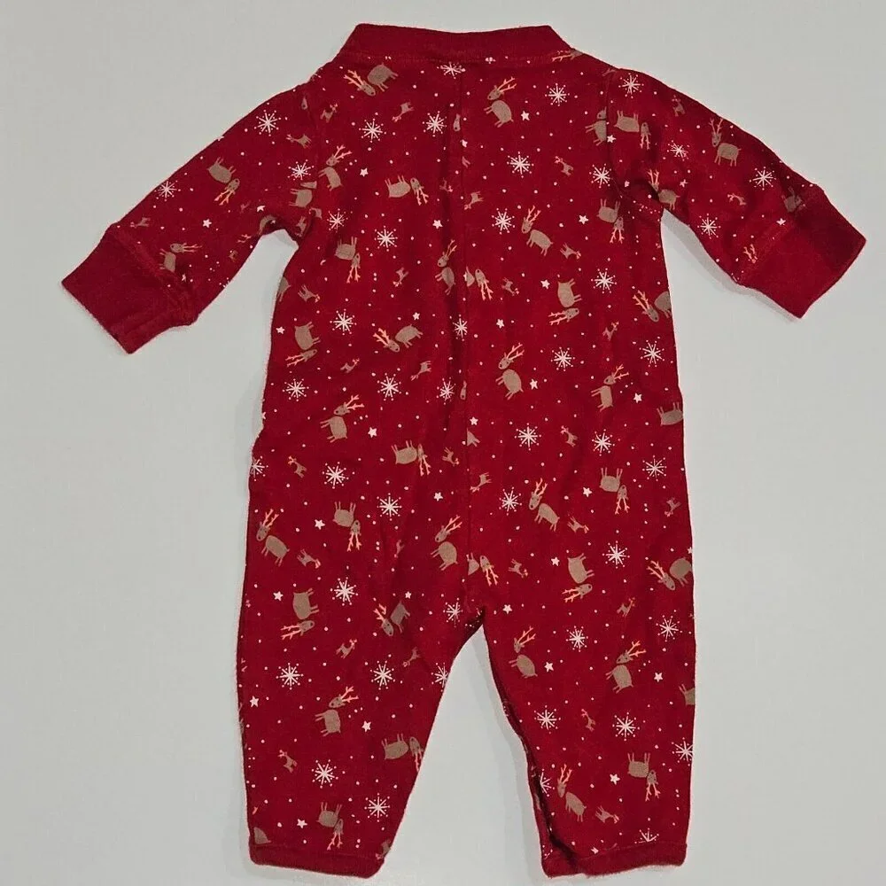 Baby Gap Red Christmas Outfit Reindeer Snowflakes Cotton NB Newborn 12-17 lbs